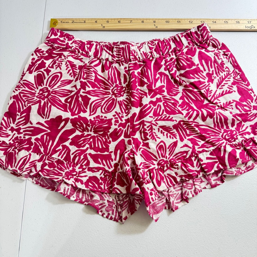 J.Crew Crewcuts Girls‎ Pink Floral Ruffle Linen Cotton shorty Shorts 16 Everyday